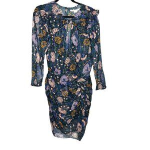 Veronica Beard Peppa Sheer Romantic Floral Silk Mini Blouse Dress Women's size 8